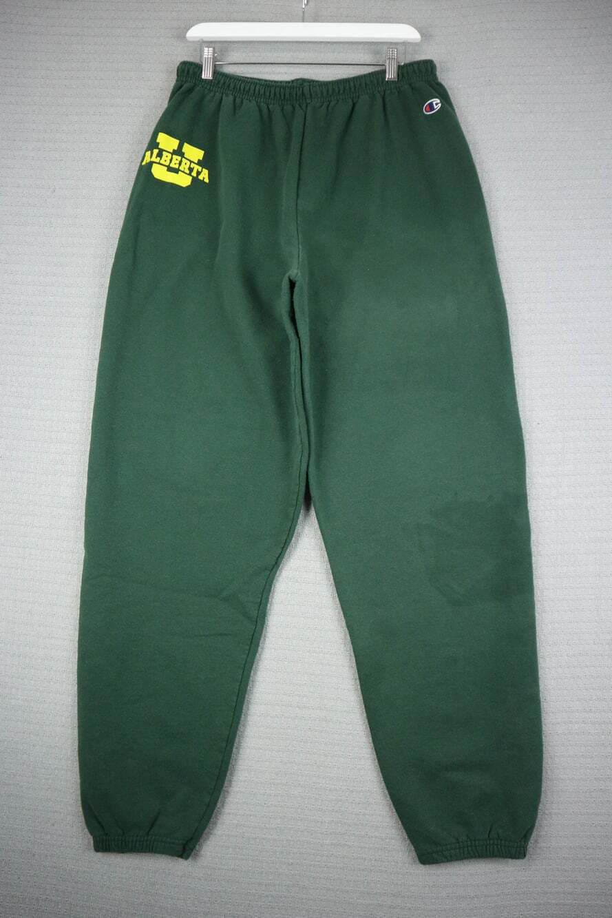 Champion University of Alberta Sweatpants Green Elastic Waist Joggers XL